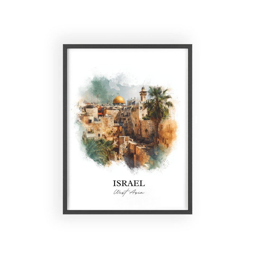 Israel Wall Art, Israel Print, Israel Watercolor Art, Israel Country Gift, Travel Print, Travel Poster, Housewarming Gift
