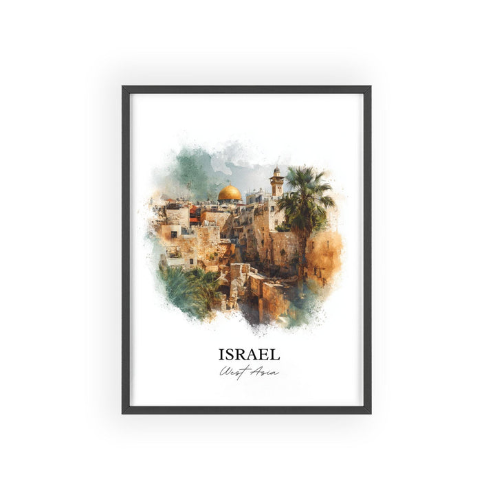 Israel Wall Art, Israel Print, Israel Watercolor Art, Israel Country Gift, Travel Print, Travel Poster, Housewarming Gift