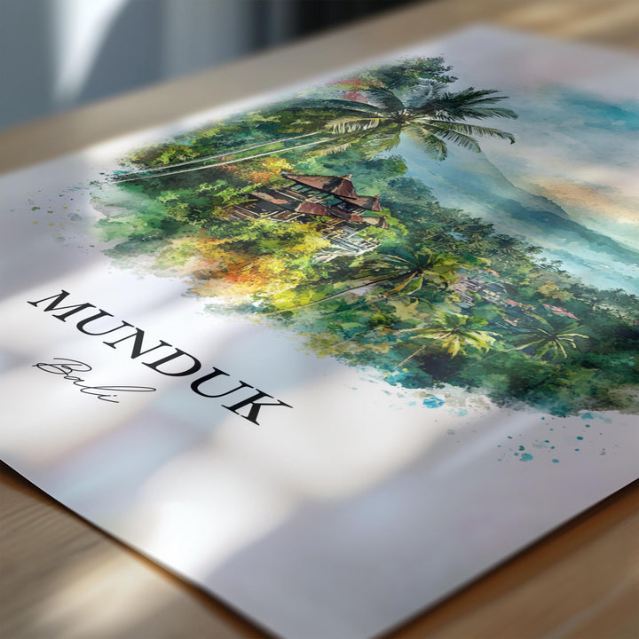Munduk Bali Wall Art, Bali Print, Bali Watercolor Art, Munduk Gift, Travel Print, Travel Poster, Housewarming Gift