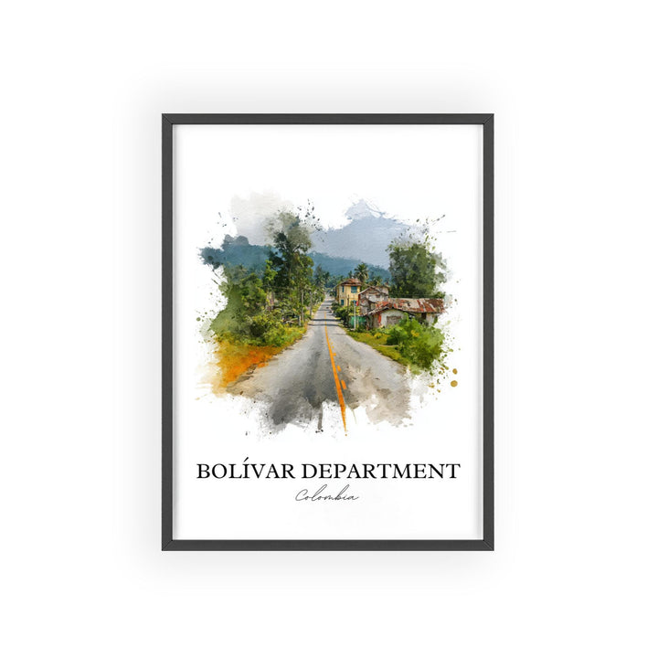Bolívar Colombia Art, Bolívar Department Print, Colombia Watercolor Art, Colombia Gift, Colombia Print, Travel Poster, Housewarming Gift
