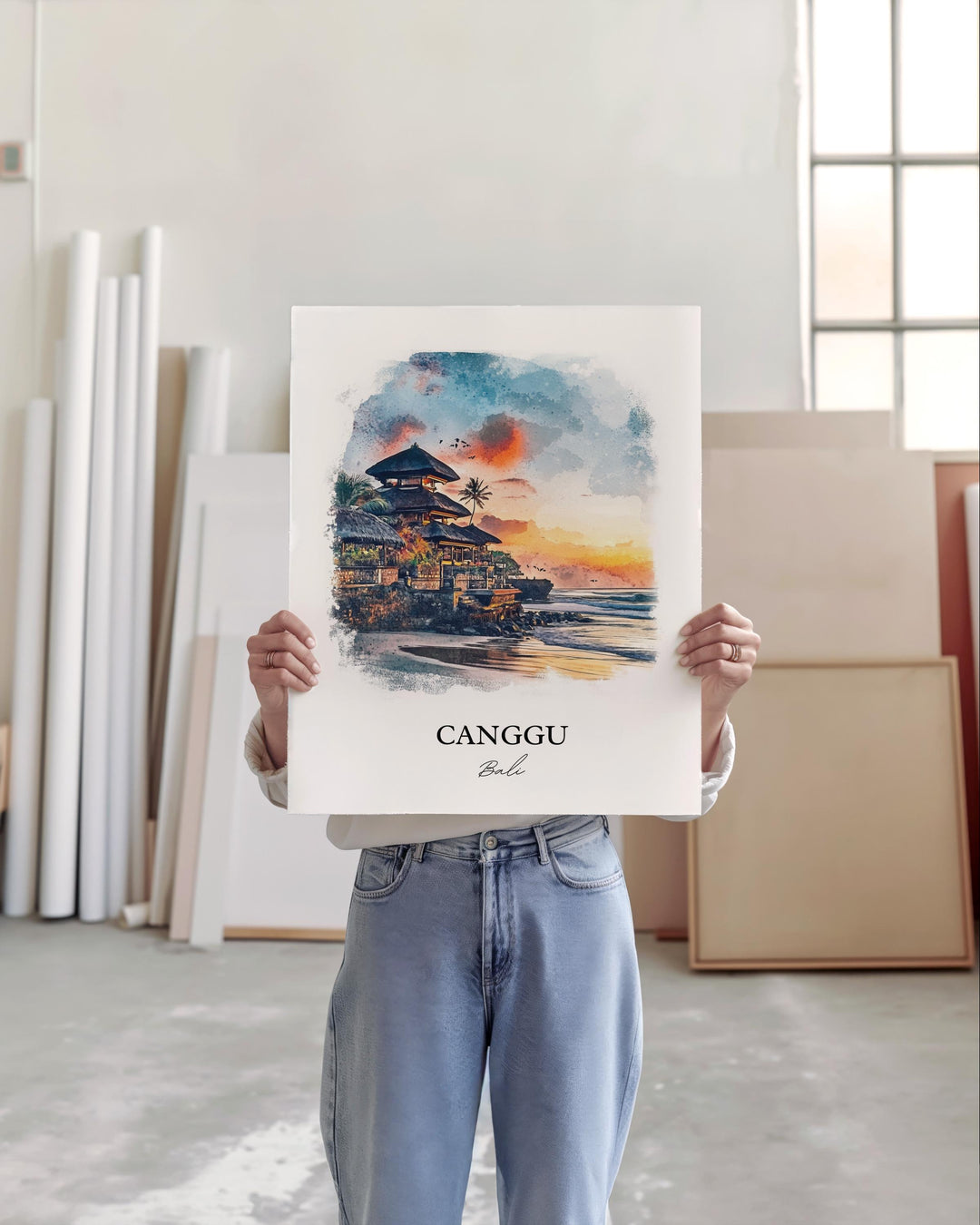Canggu Wall Art, Bali Print, Bali Watercolor Art, Canggu Bali Gift, Travel Print, Travel Poster, Housewarming Gift
