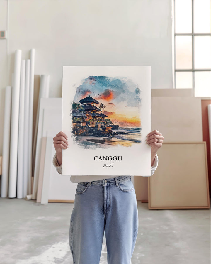 Canggu Wall Art, Bali Print, Bali Watercolor Art, Canggu Bali Gift, Travel Print, Travel Poster, Housewarming Gift
