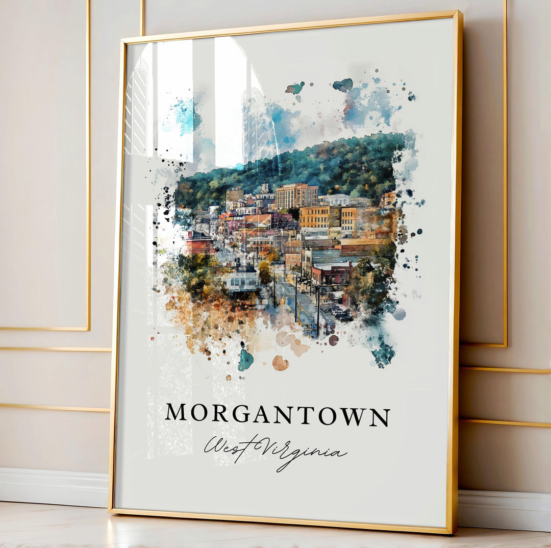 Morgantown, WV, West Virginia – Watercolor Art Print