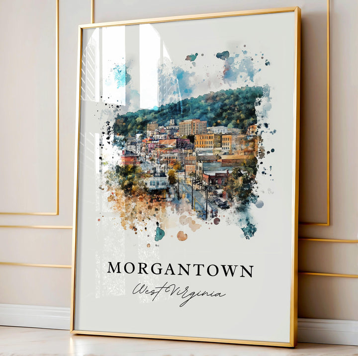 Morgantown, WV, West Virginia – Watercolor Art Print