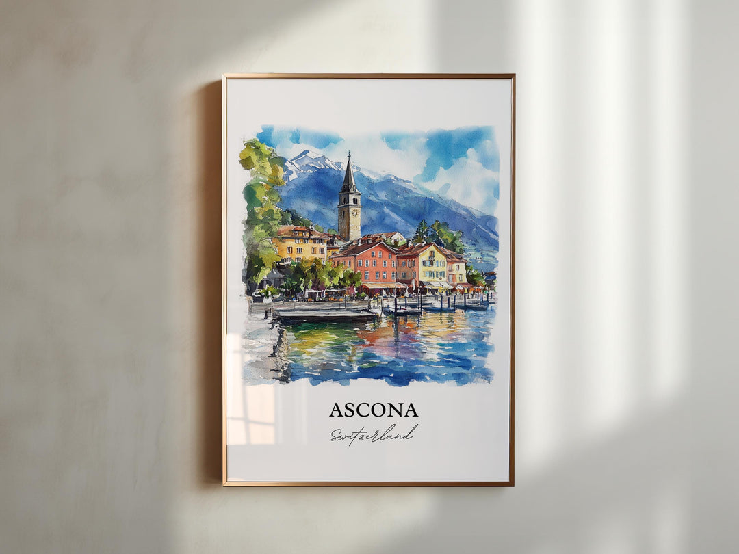 Ascona Travel Print Wall Art Ascona Wall Hanging Home Décor Ascona Gift Art Lovers Switzerland Art Lover Gift Ascona Poster