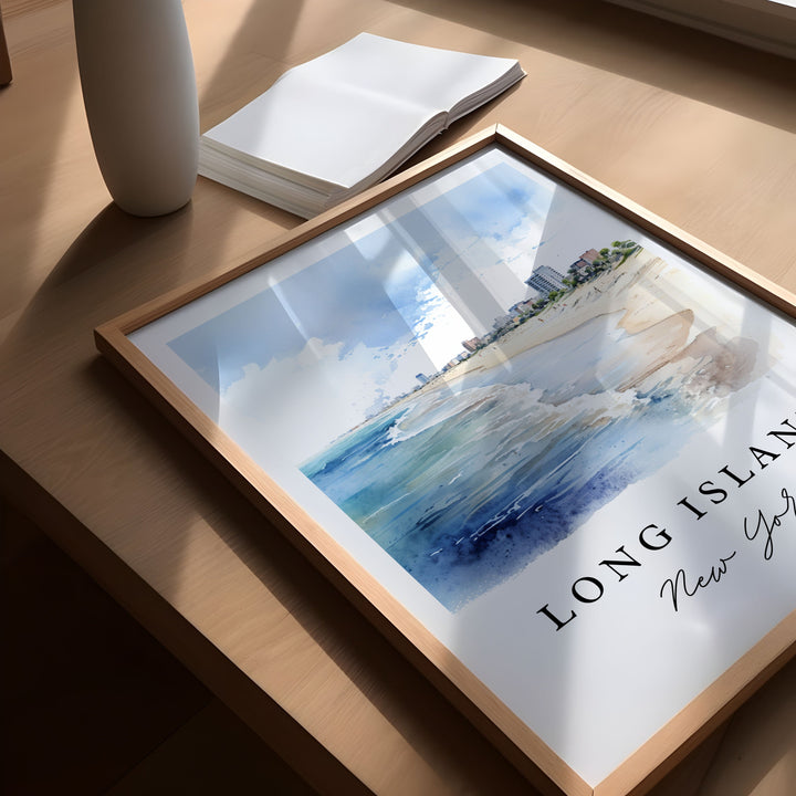 Long Island traditional travel art - New York, Long Island poster print, Wedding gift, Birthday present, Custom Text, Perfect Gift
