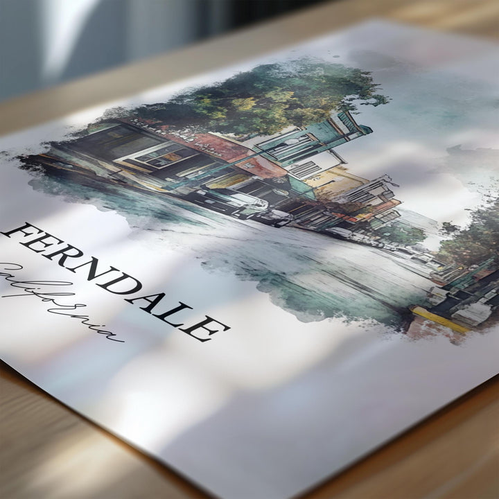 Ferndale California Wall Art, Humboldt County CA Print, Holland Watercolor, Ferndale CA Gift, Travel Print, Travel Poster, Housewarming Gift