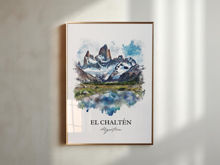 El Chaltén Wall Art, Los Glaciares Park Print, Argentina Watercolor Art, El Chaltén Gift, Travel Print, Travel Poster, Housewarming Gift