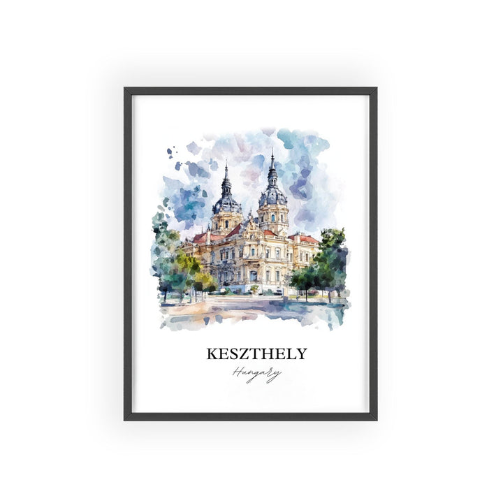 Keszthely Wall Art,  Lake Balato Print, Hungary Watercolor Art, Keszthely Hungary Gift, Travel Print, Travel Poster, Housewarming Gift