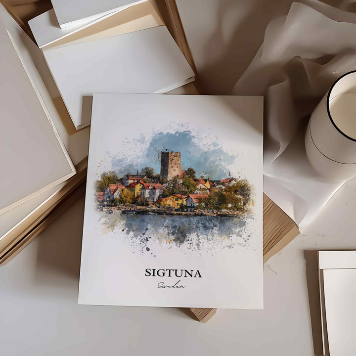 Sigtuna, Sweden – Watercolor Art Print