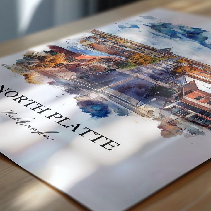 North Platte, Nebraska, USA – Watercolor Art Print