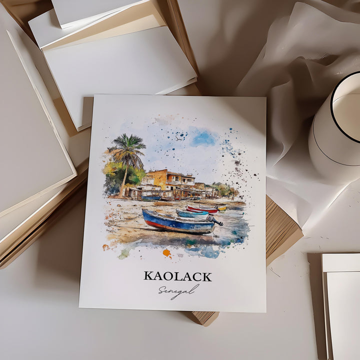 Kaolack Wall Art, Senegal Print, Senegal Watercolor Art, Kaolack Senegal Gift, Travel Print, Travel Poster, Housewarming Gift