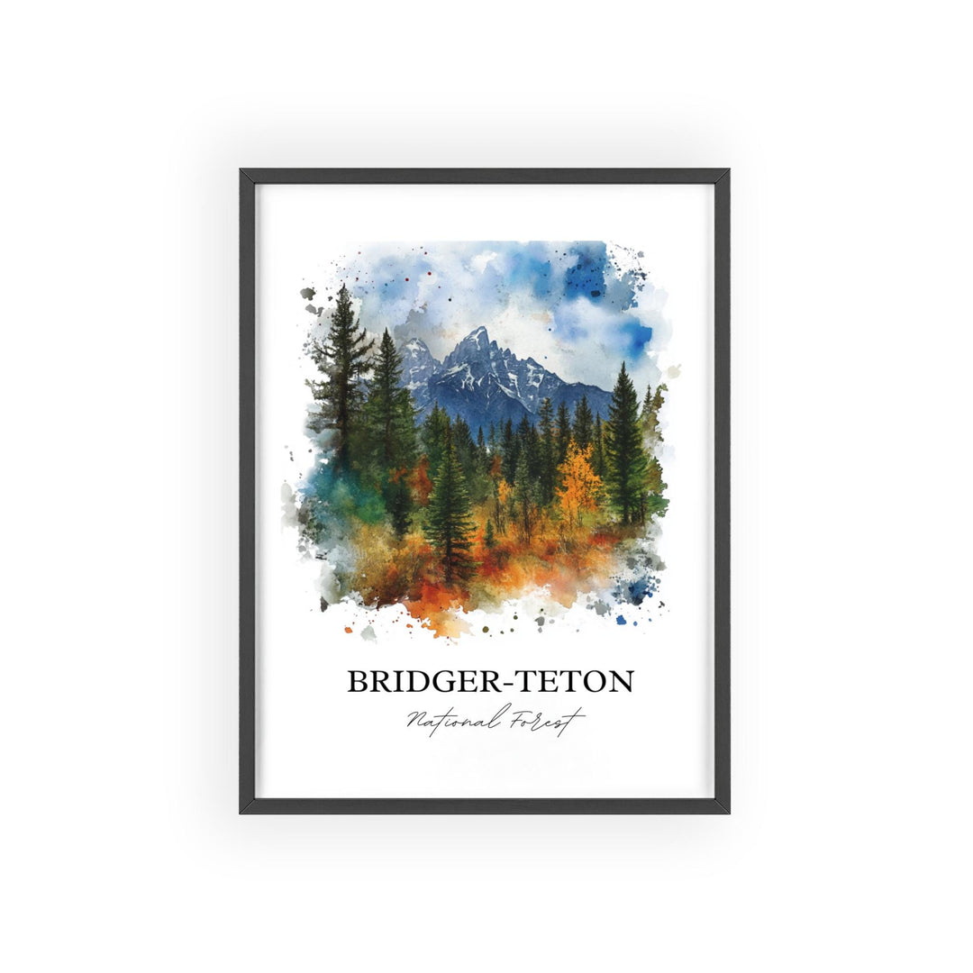 Bridger-Teton Wall Art, Jackson Wyoming Print, Wyoming Watercolor Art, Bridger-Teton Gift, Travel Print, Travel Poster, Housewarming Gift