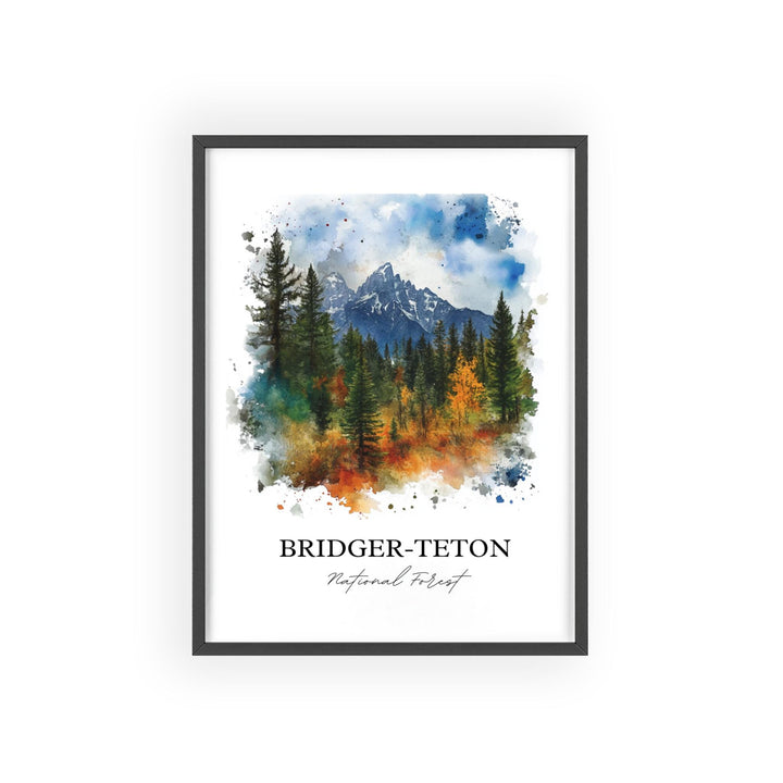 Bridger-Teton Wall Art, Jackson Wyoming Print, Wyoming Watercolor Art, Bridger-Teton Gift, Travel Print, Travel Poster, Housewarming Gift