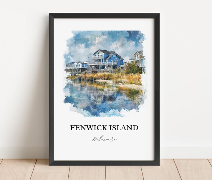 Fenwick Island Art, Sussex County DE Print, Delaware Watercolor Art, Fenwick Island DE Gift, Travel Print, Travel Poster, Housewarming Gift