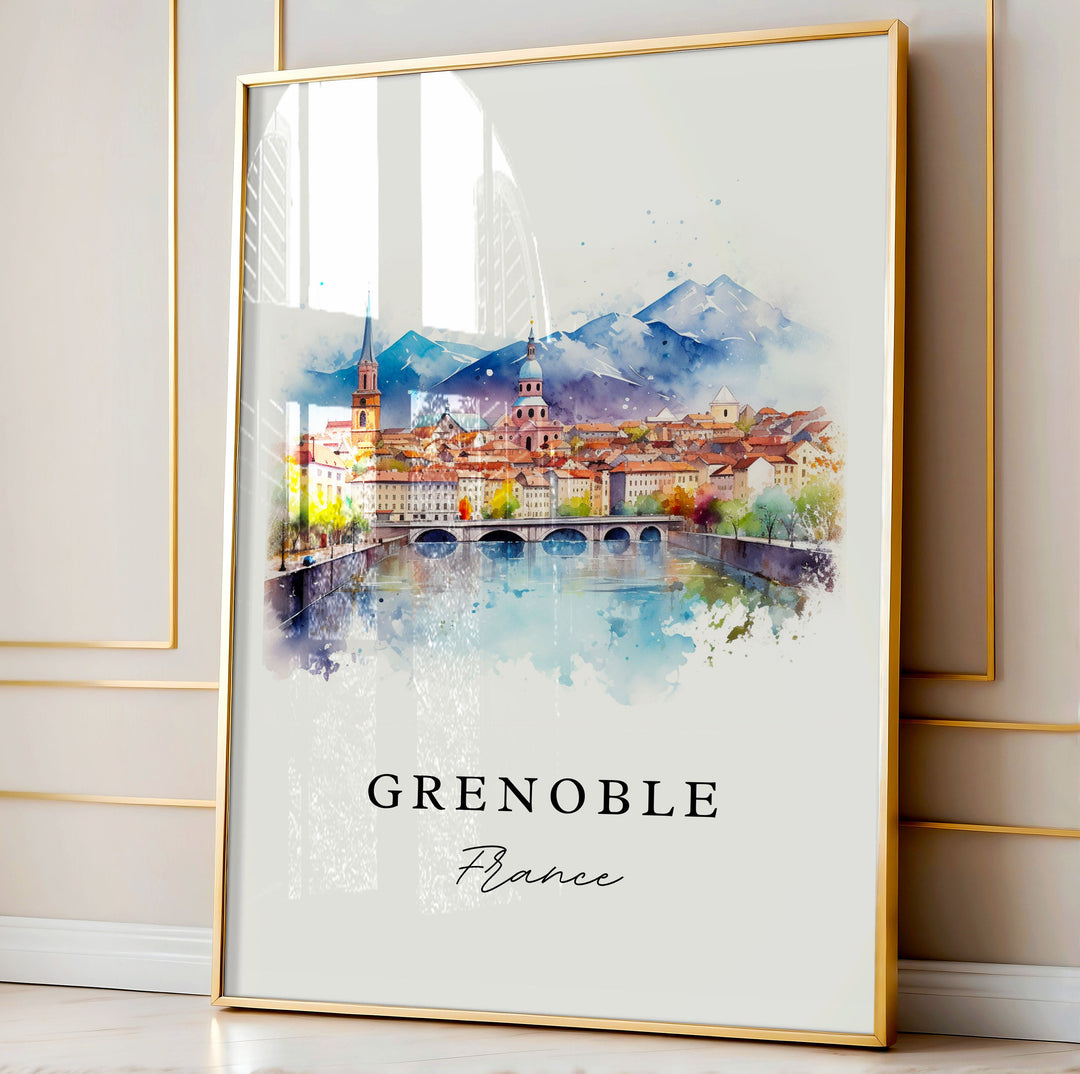 Grenoble France wall art - France, Grenoble poster print, Grenoble FR Wedding gift, Birthday present, Custom Text, Perfect Gift