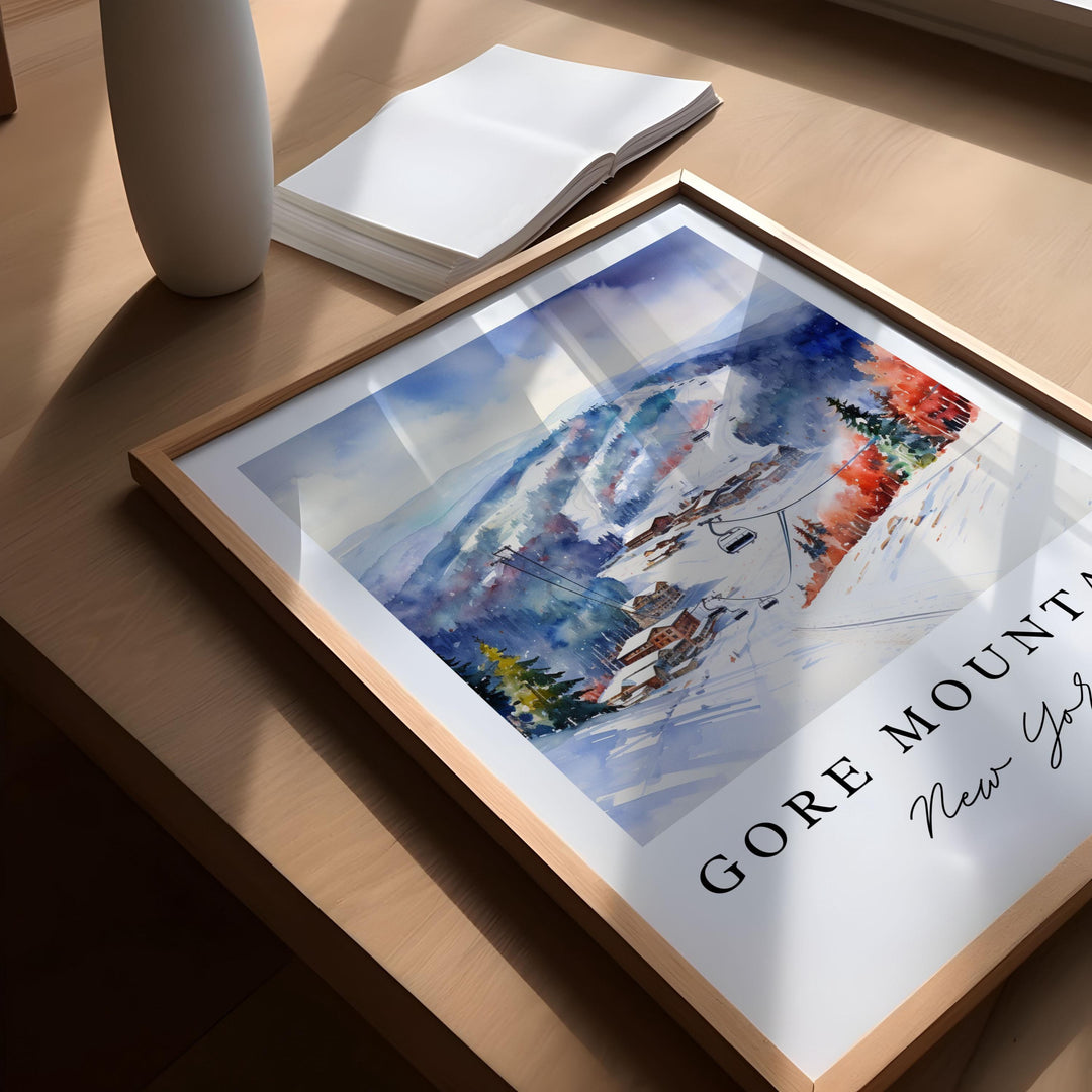 Gore Mountain NY wall art, Gore Mountain print, Gore Mountain Ski gift, Gore Mtn Birthday present, Custom Text, Perfect Gift