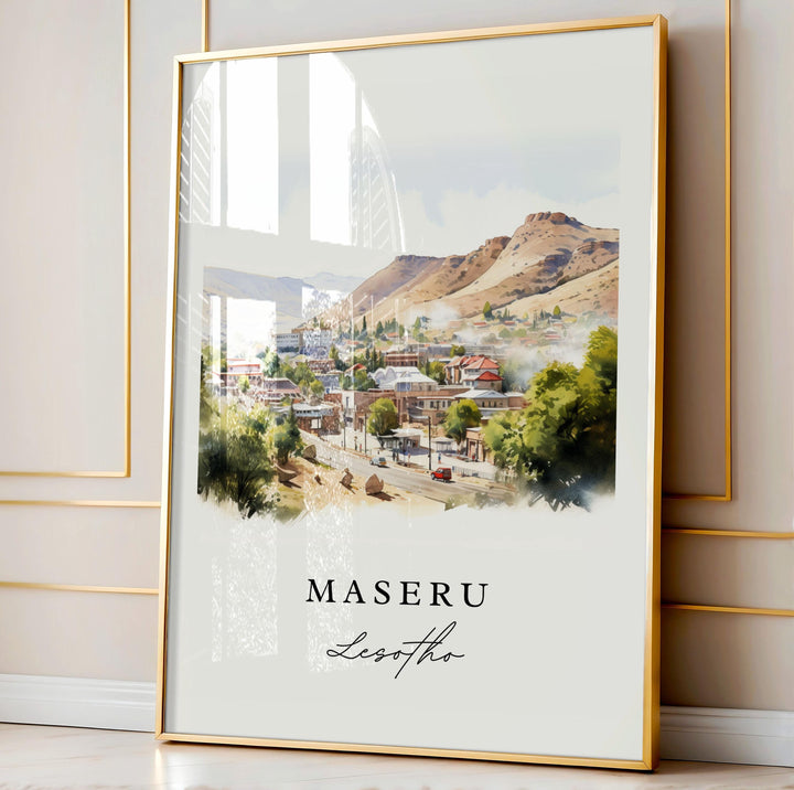 Maseru Lesotho wall art - Lesotho, Maseru poster, Maseru Wedding gift, Lesotho Birthday present, Custom Text, Personalized Gift