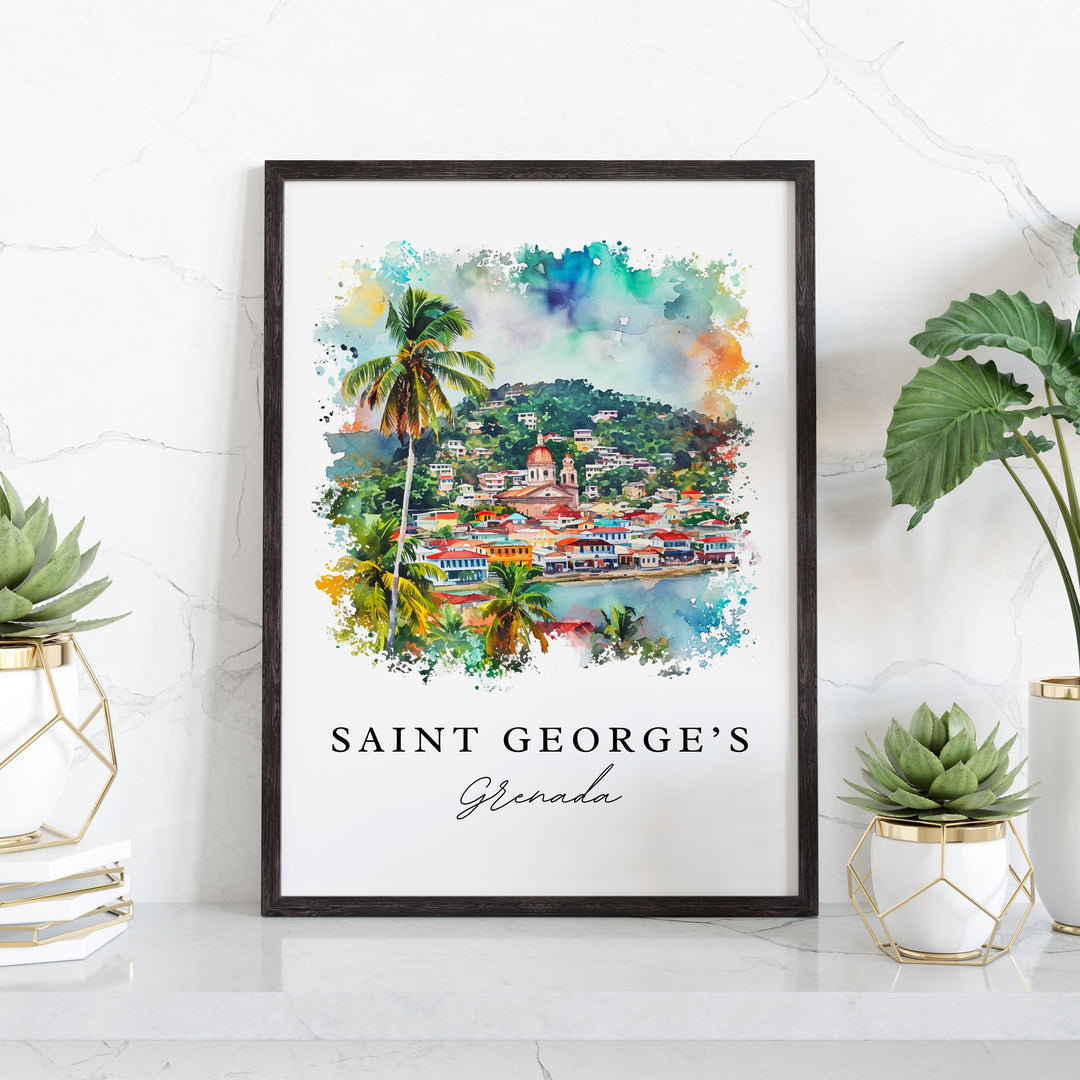 Saint George's Grenada wall art - Grenada, St. George's print, Grenada Wedding gift, Birthday present, Custom Text, Perfect Gift