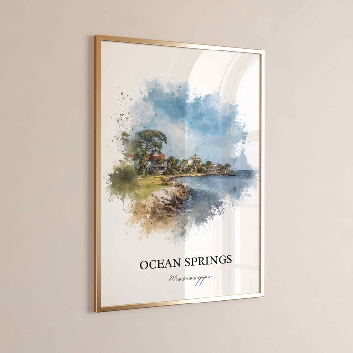 Ocean Springs, Mississippi – Watercolor Art Print