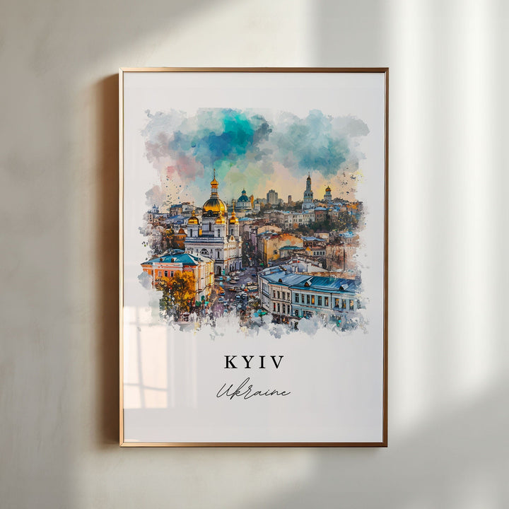 Kyiv Ukraine wall art - Kiev Ukraine, Kyiv print, Wedding gift, Kyiv Skyline Birthday present, Custom Text, Perfect Gift