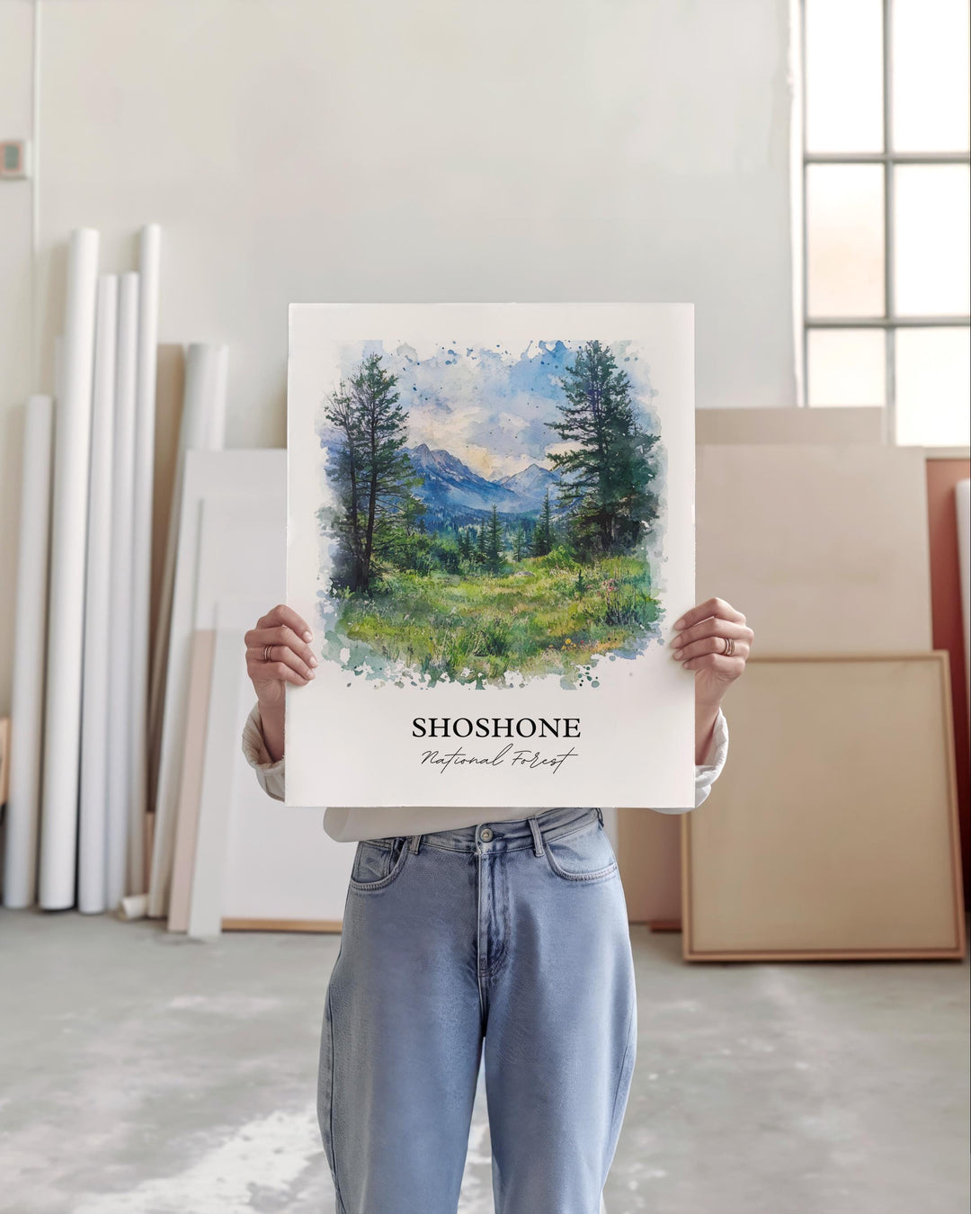 Shoshone National Forest Art, Cody Wyoming Print, Wyoming Watercolor Art, Shoshone WY Gift, Travel Print, Travel Poster, Housewarming Gift