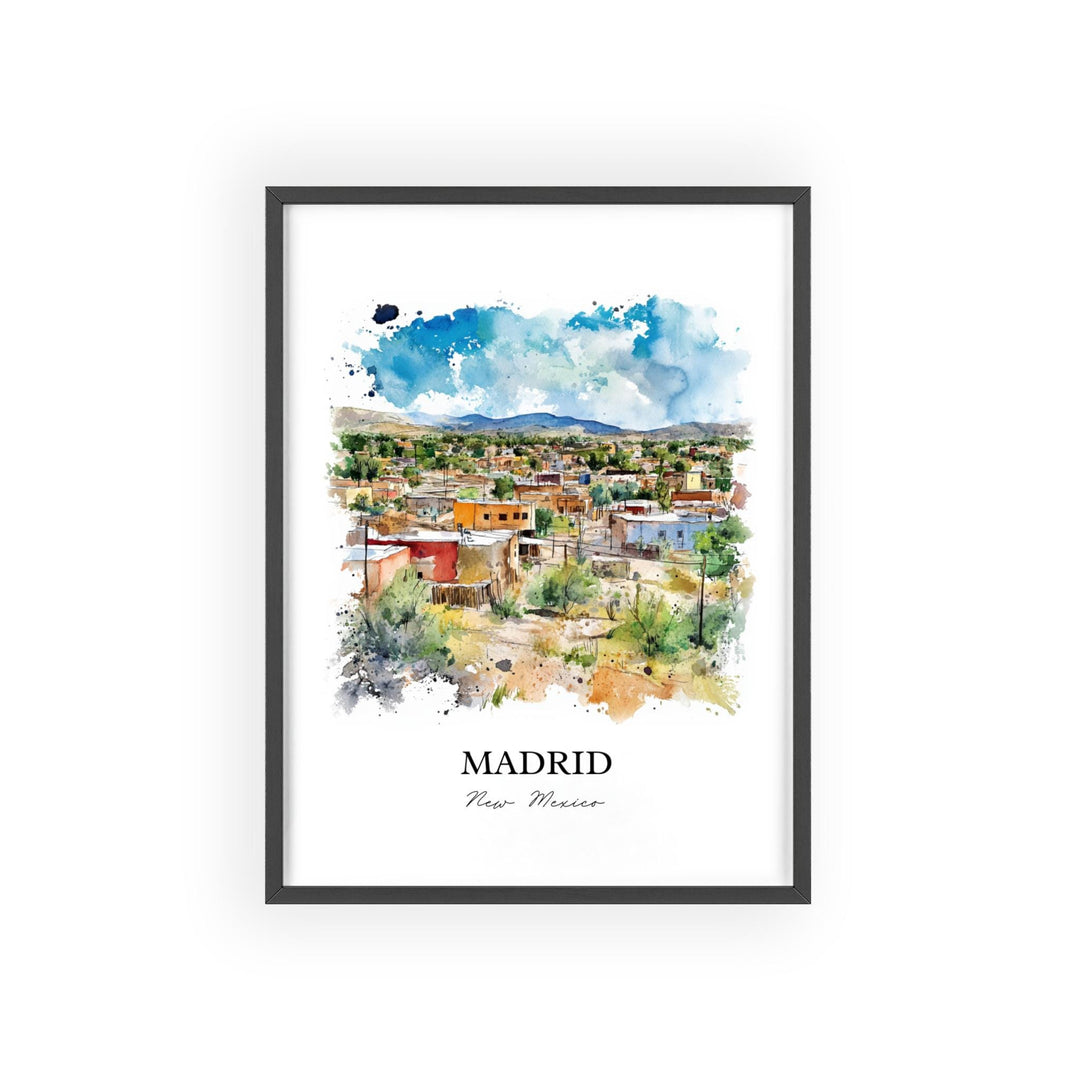 Madrid NM Wall Art, Santa Fe Print, New Mexico Watercolor Art, Madrid New Mexico Gift, Travel Print, Travel Poster, Housewarming Gift