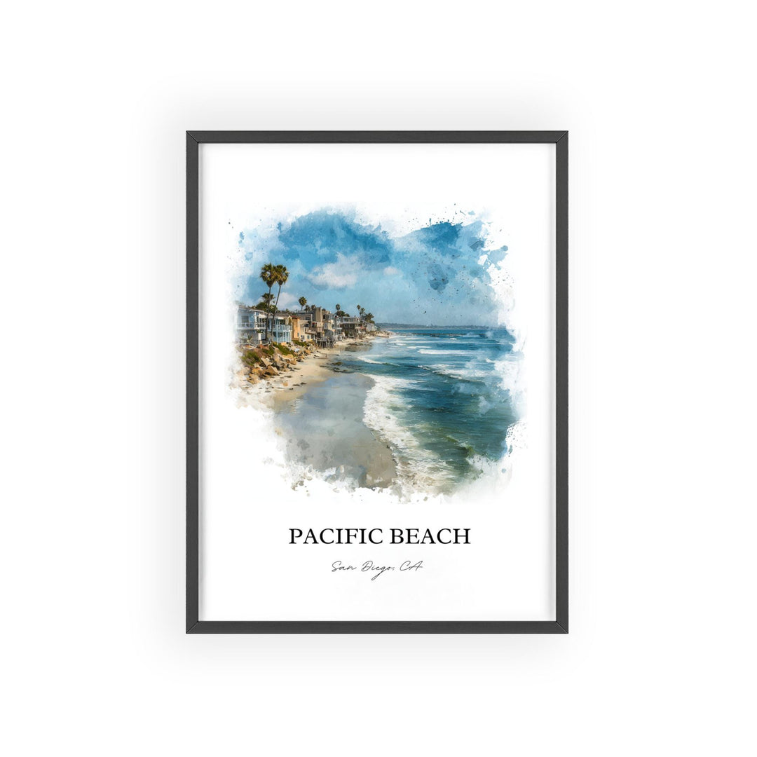 Pacific Beach, California – Watercolor Art Print