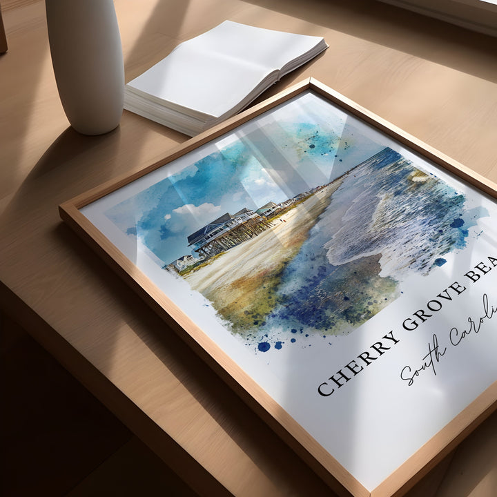 Cherry Grove Beach SC Art, Cherry Grove Print, Cherry Grove Watercolor, Horry County SC Gift,