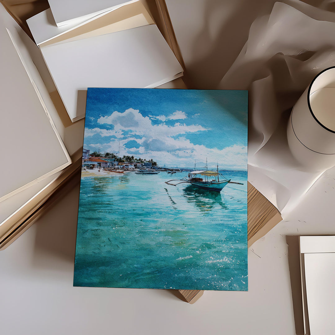Cebu Philippines Watercolor Art Cebu Travel Print Cebu Beach Artwork Cebu Decor Philippines Wall Art
