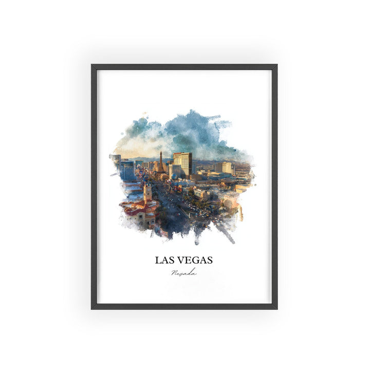 Las Vegas, Nevada Wall Art, Vegas Print, Vegas Watercolor Art, Las Vegas Skyline Gift, Travel Print, Travel Poster, Housewarming Gift