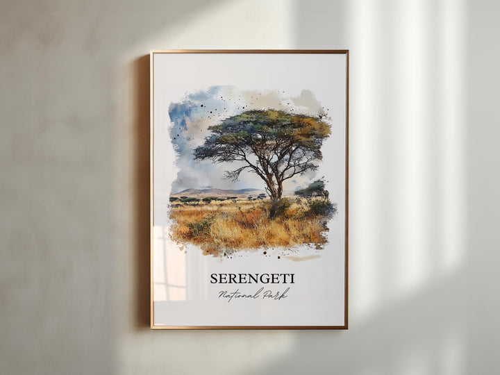 Serengeti National Park Art, Tanzania Print, Tanzania Watercolor, Serengeti National Park, Travel Print, Travel Poster, Housewarming Gift