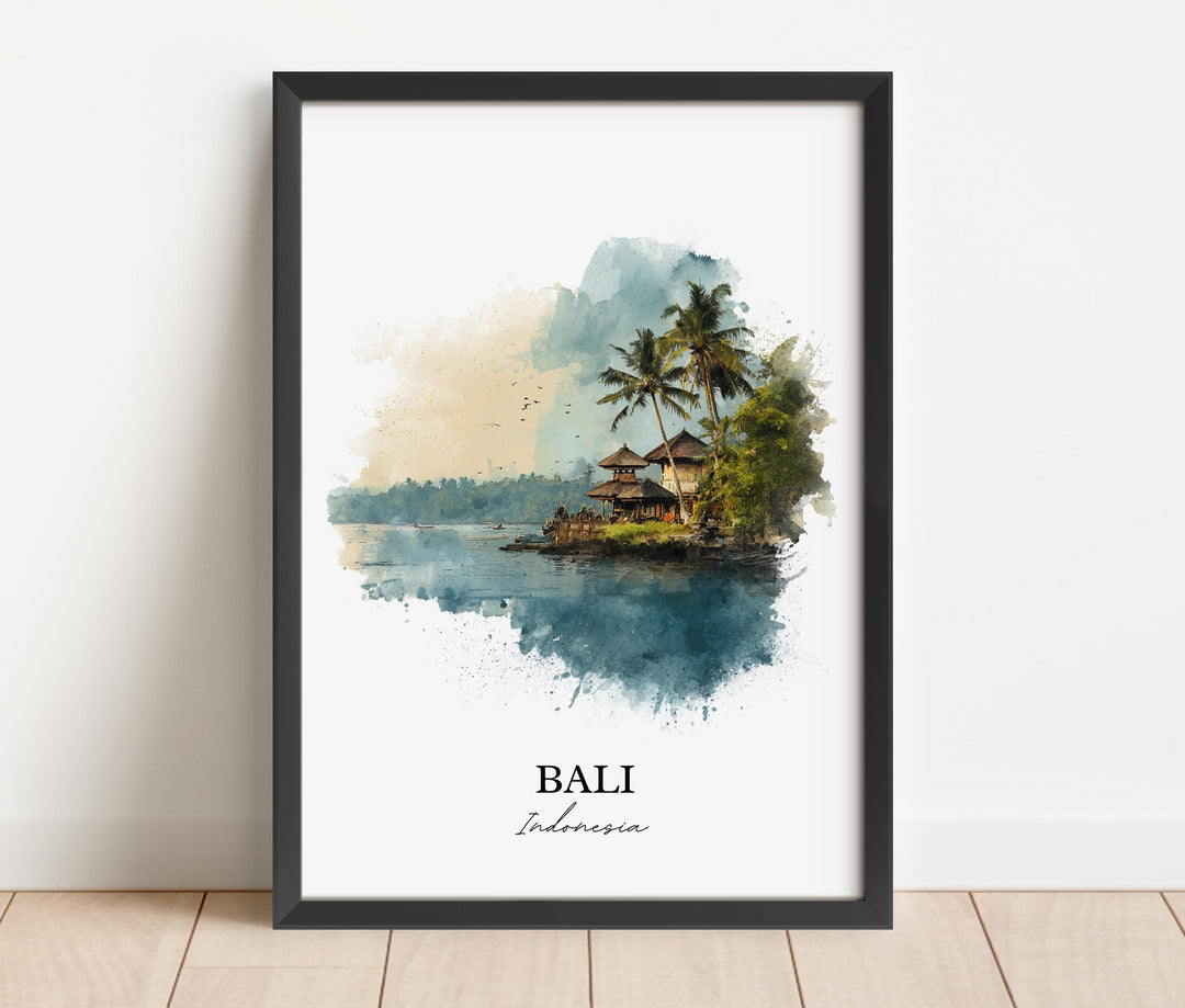 Bali Wall Art, Bali Print, Bali Indonesia Watercolor Art, Bali Indonesia Gift, Bali Travel Print, Travel Poster, Housewarming Gift