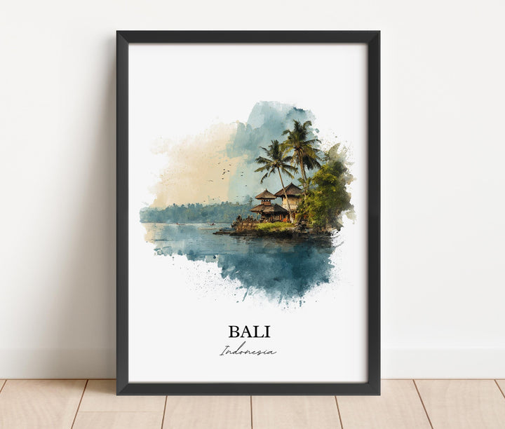 Bali Wall Art, Bali Print, Bali Indonesia Watercolor Art, Bali Indonesia Gift, Bali Travel Print, Travel Poster, Housewarming Gift