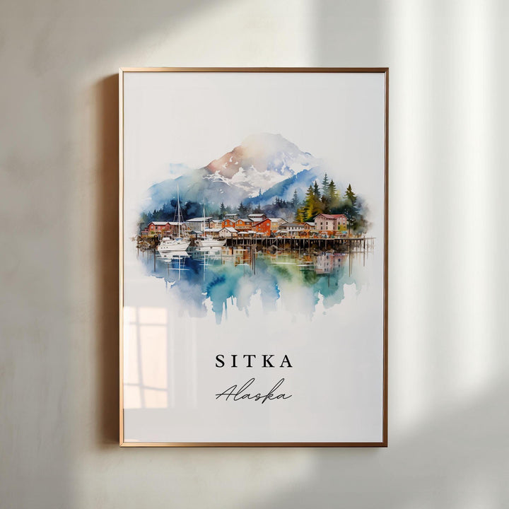 Sitka Alaska wall art - Alaska, Sitka poster print, Sitka AK Wedding gift, Juneau Alaska present, Custom Text, Perfect Gift