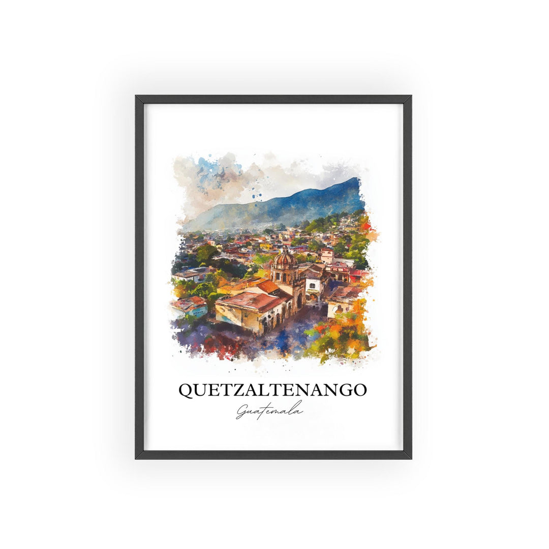 Quetzaltenango Wall Art, Guatemala Print, Guatemala Watercolor Art, Quetzaltenango Gift, Travel Print, Travel Poster, Housewarming Gift