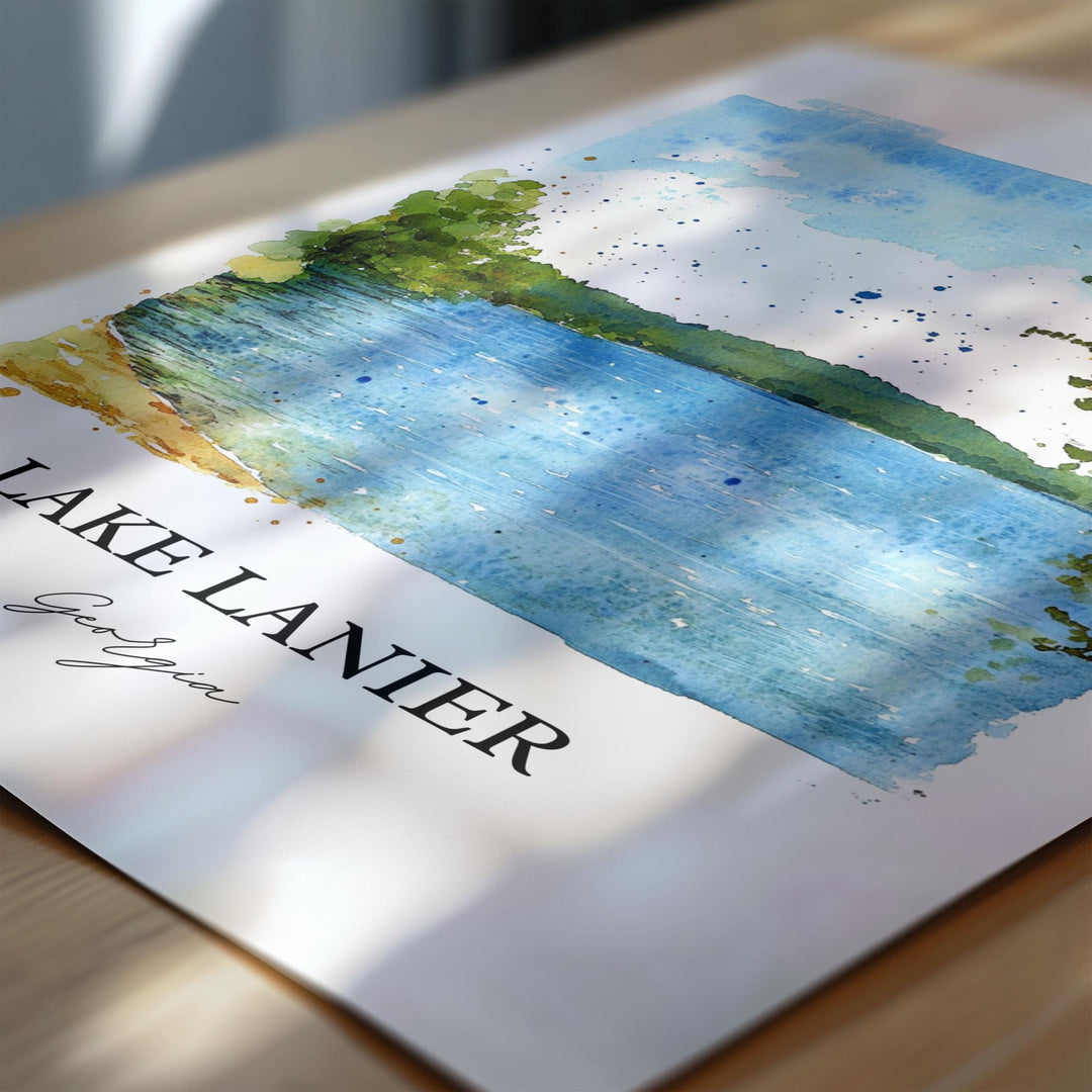 Lake Lanier Wall Art, Chattahoochee River Print, Georgia Watercolor Art, Lake Lanier Gift, Travel Print, Travel Poster, Housewarming Gift