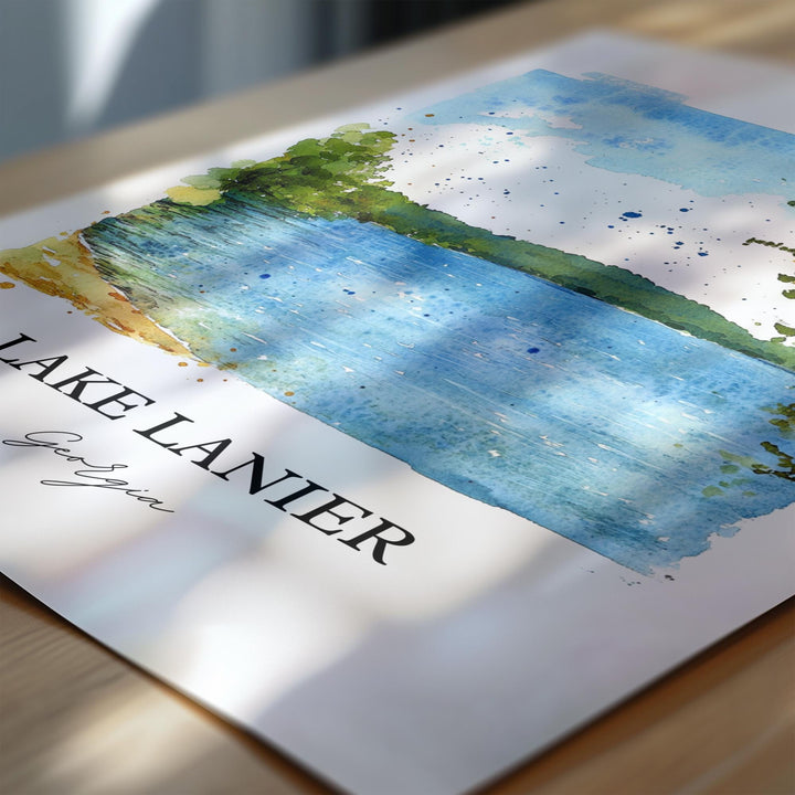 Lake Lanier Wall Art, Chattahoochee River Print, Georgia Watercolor Art, Lake Lanier Gift, Travel Print, Travel Poster, Housewarming Gift