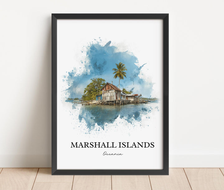 Marshall Islands Art, Marshall Islands Print, Oceania Watercolor Art, Marshall Islands Gift, Travel Print, Travel Poster, Housewarming Gift