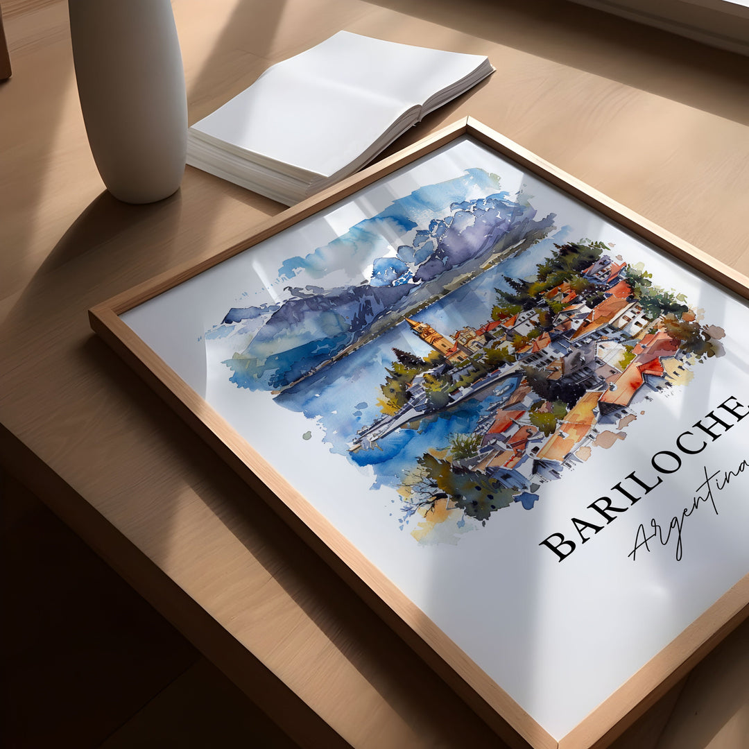 Bariloche Wall Art, Bariloche Print, Bariloche Watercolor, Bariloche Argentina Gift, Travel Poster, Housewarming Gift