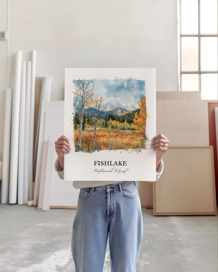 Fishlake National Forest, USA – Watercolor Art Print