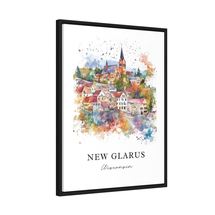 New Glarus WI Wall Art, New Glarus Print, New Glarus Watercolor Art, Green County WI Gift, Travel Poster, Housewarming Gift