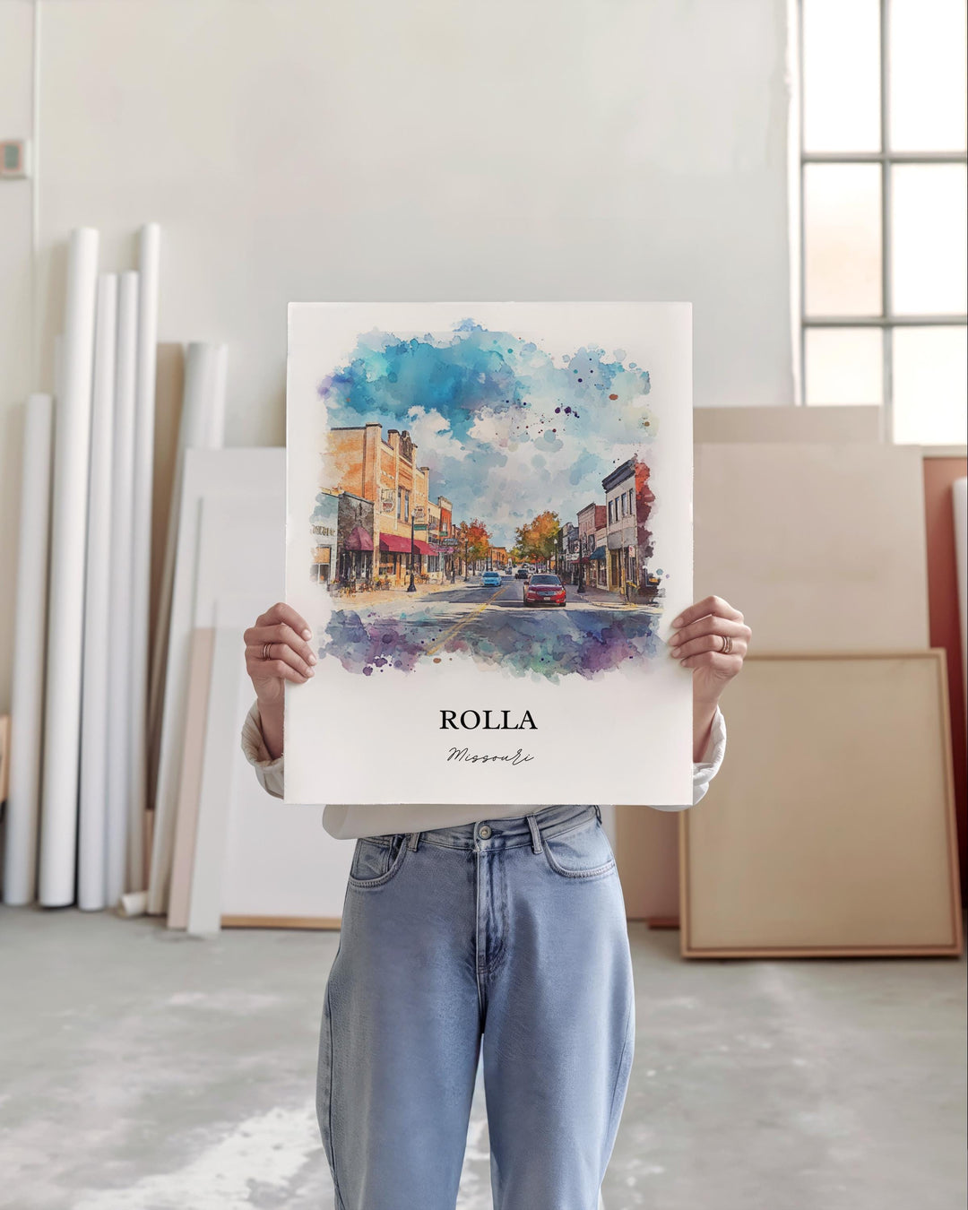Rolla MO Wall Art, Rolla Missouri Print, Missouri Watercolor Art, Phelps County Gift, Travel Print, Travel Poster, Housewarming Gift
