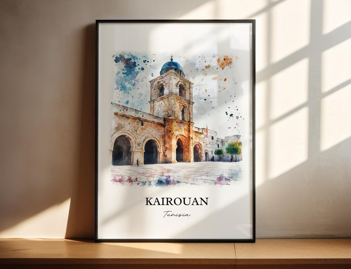Kairouan Wall Art, Kairouan Print, Tunisia Watercolor Art, Kairouan Gift, Travel Print, Travel Poster, Housewarming Gift