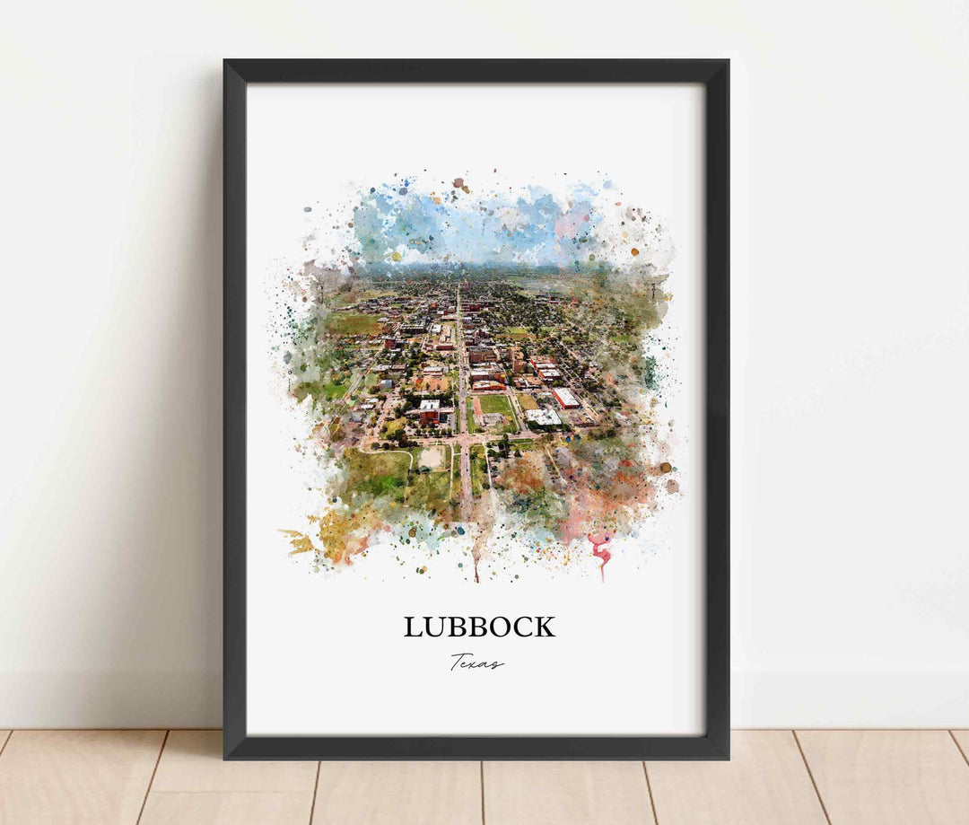Lubbock, Texas – Watercolor Art Print