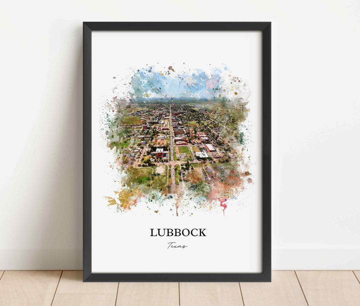 Lubbock, Texas – Watercolor Art Print