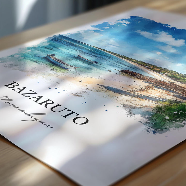 Bazaruto Wall Art, Bazaruto Island Print, Mozambique Watercolor Art, Bazaruto Gift, Travel Print, Travel Poster, Housewarming Gift