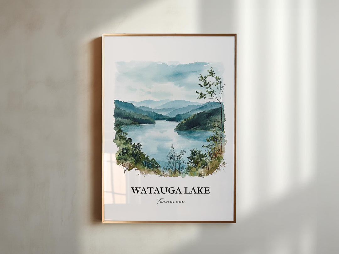 Watauga Lake Wall Art, Elizabethton TN Print, Tennessee Watercolor Art, Watauga Lake TN Gift, Travel Print, Travel Poster, Housewarming Gift