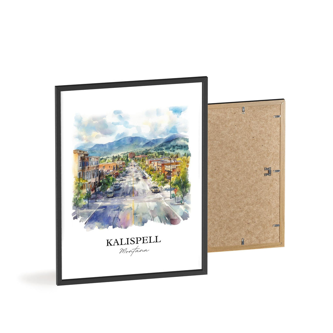 Kalispell MT Wall Art, Glacier National Park Print, Montana Artwork, Kalispell Montana Gift, Travel Print, Travel Poster, Housewarming Gift