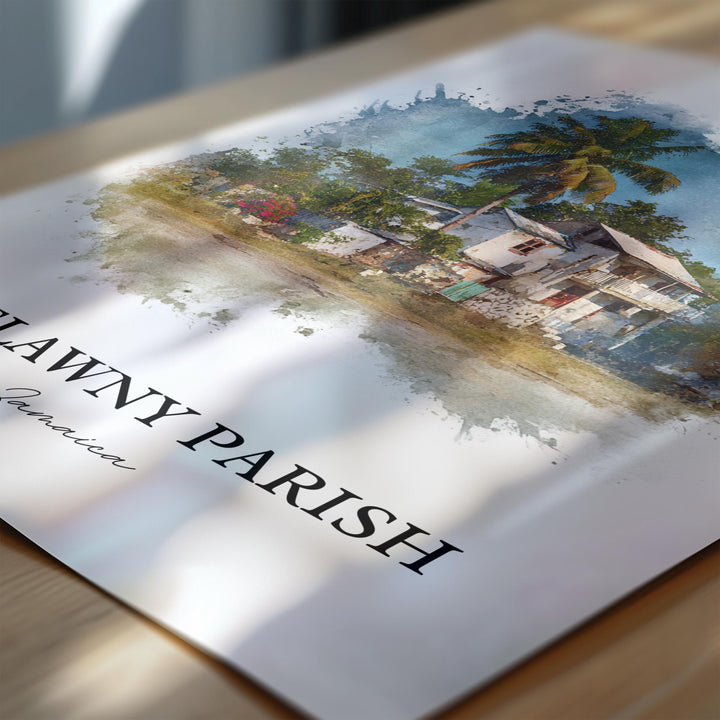 Trelawny Parish Wall Art, Trelawny Jamaica Print, Jamaica Watercolor Art, Jamaica Gift, Travel Print, Travel Poster, Housewarming Gift